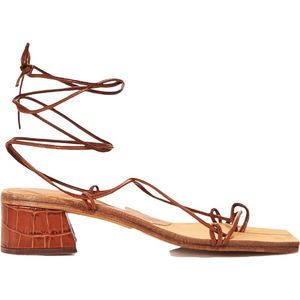 Miista Womens Cimarron Clay Croc Brown Leather Thong Sandals Shoes